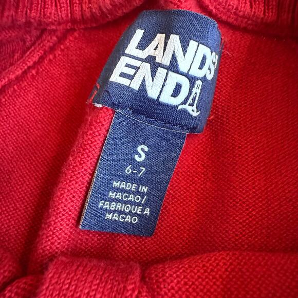 Lands End School Uniform Girls Cotton Modal Cardigan Sweater Red Small 6-7 - Picture 7 of 9
